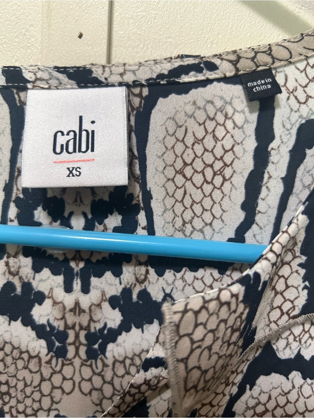 CAbi Snake-Print Long Sleeve Blouse in Beige and Black - Picture 2 of 8